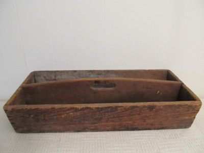 Primitive Antique Wood Cutlery Utensil Tool TRAY Old Country Farm Barn 