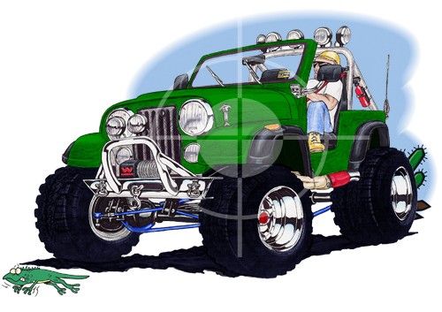 Jeep CJ Wrangler Off Road Cartoon Tshirt #4900CJ  