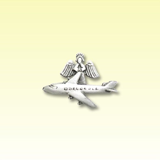 Guardian Angel With Plane Pewter Tack Pin JJ Jonette  