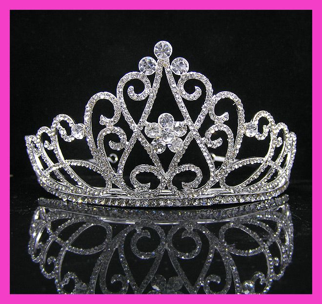 Wedding/Bridal crystal veil tiara crown headband CR224  