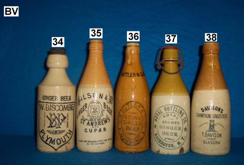 COLLECTION 48 POTTERY USA UK BEER BOTTLES STONEWARE  