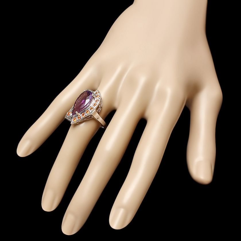 500 RETAIL 925 STERLING SILVER 7.00CT AMETHYST 0.60CT SAPPHIRE RING 