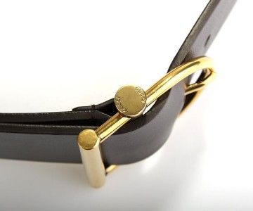 NEW GUCCI BROWN LEATHER HORSEBIT GOLD PIN BUCKLE BELT 90/36 UNISEX 