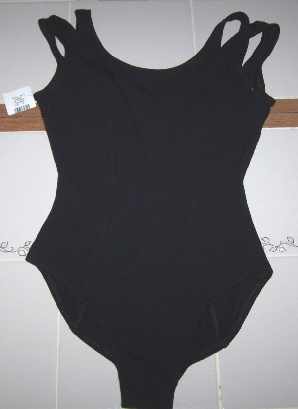 Nwt New Danskin Leotard Tank Split Strap Black AM M  