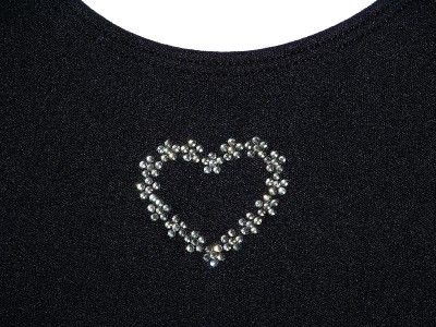 Girls Black Jacques Moret w/BLING HEART UNITARD XS 4/5  