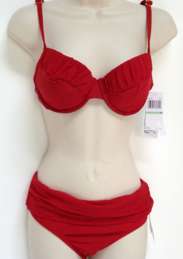 NEW Be Creative RED UNDERWIRE BRA BIKINI Swimsuit Size 8  