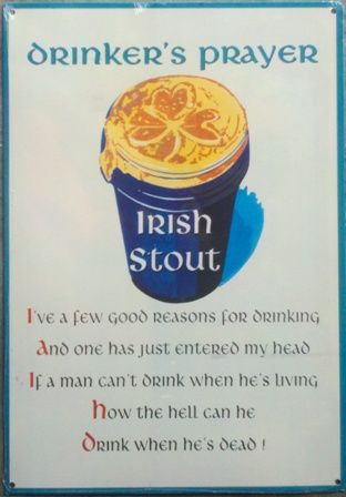 stout beer funny drinker s prayer bar pub tin sign