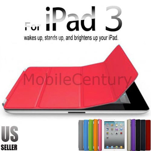 The New iPad 3rd Smart Cover Slim PU Leather Case Wake/ Sleep Stand 