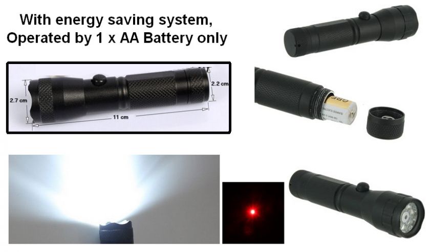 New   Professional Mini Torch With Strong Red Laser Pointer & High 