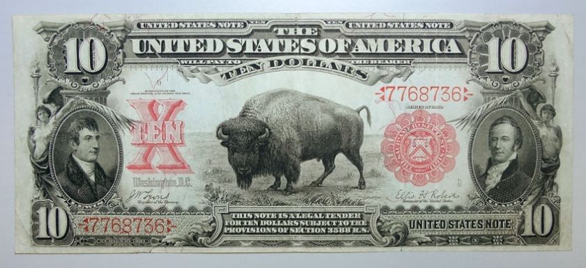 1901 $10 BUFFALO U.S. NOTE AU NICE  