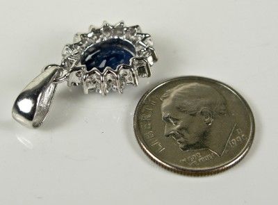 Estate 2.77ctw Blue & White Sapphire Sterling Silver 925 Pendant 