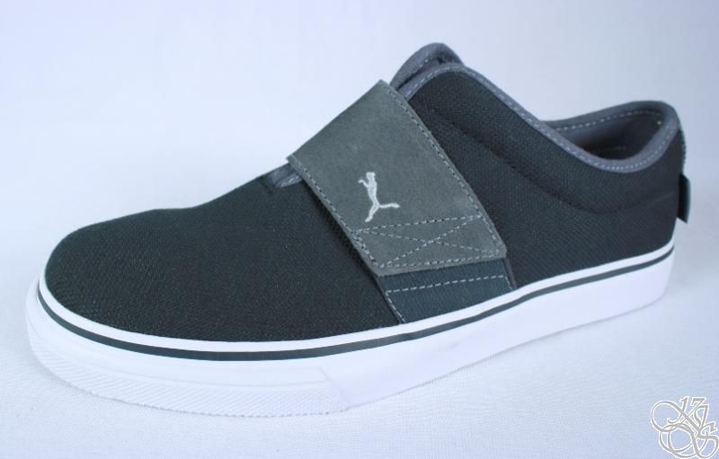   Black / Dark Shadow / Gray Mens Slip On Velcro Shoes New size 8  