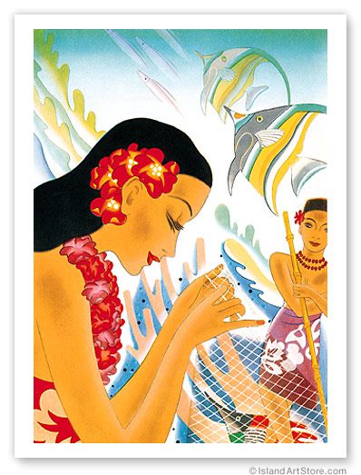 HAWAIIAN Vintage Art Deco Print HAWAII Matson Menu 1930  