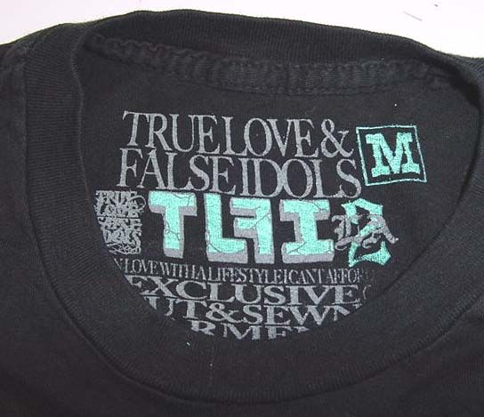 TRUE LOVE & FALSE IDOLS Text & Roses T SHIRT Sz Mens M  