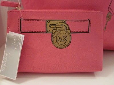 NWT MICHAEL KORS HAMILTON TROMPE LOEIL TOTE HANDBAG & COSMETIC BAG 