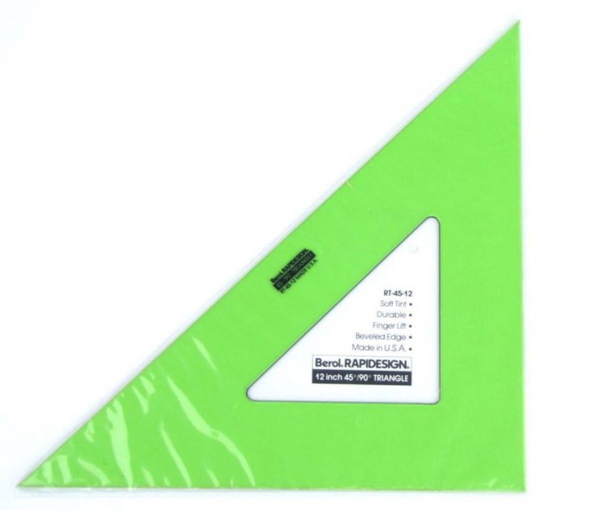 Berol Rapidesign Triangle   Green Tint 45/90   12 NEW  