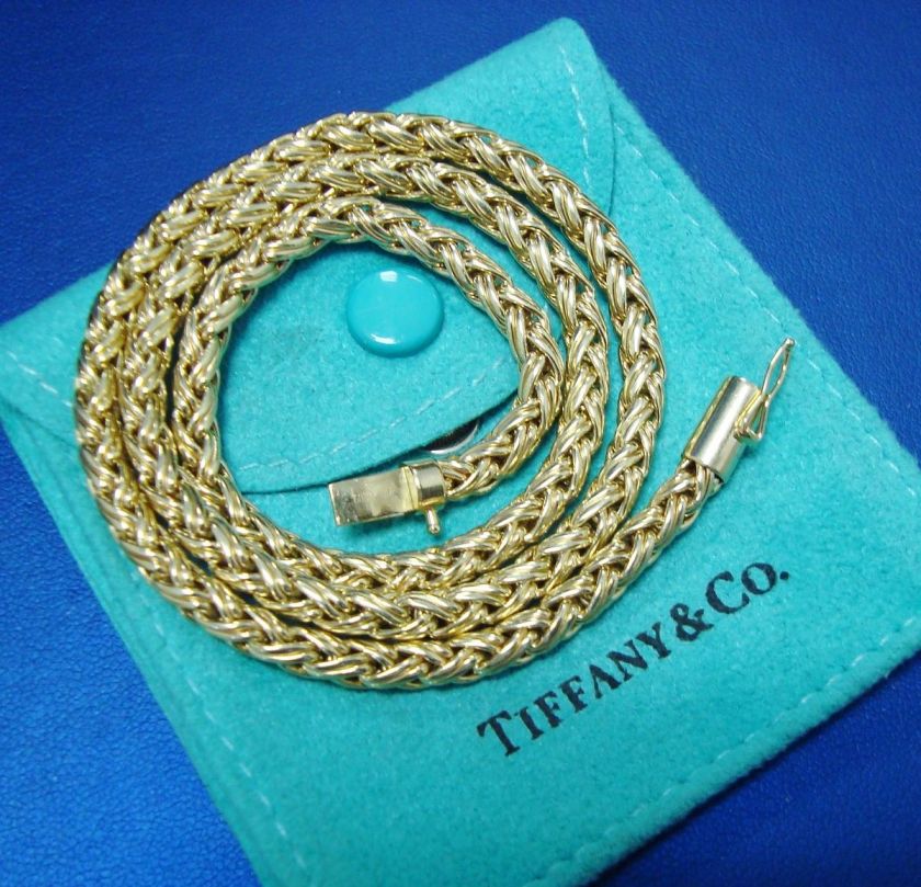 Authentic Tiffany & Co 14k Yellow Gold Wheat Chain Necklace  