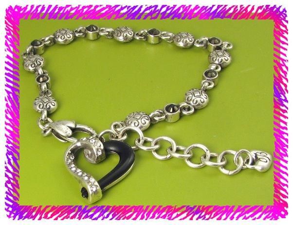 BRIGHTON Silver AWAKENED BLACK HEART Bracelet NWotag  