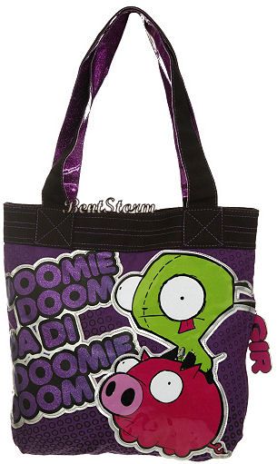 NEW Invader Zim Gir Piggy Pig Doomie Doom DADI Tote Bag PURPLE Purse 