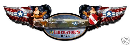 B24 Liberator Airplane vintage ornate tin sign  