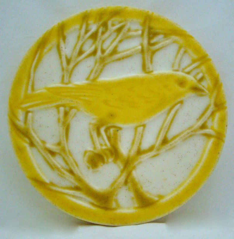 ROOKWOOD 6 YELLOW BIRD TRIVET #2349 Sarah TOOHEY c1929  