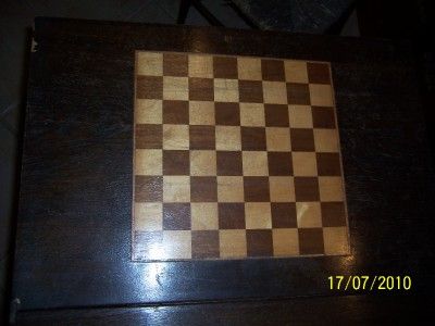 Antique Arts Crafts Mission Oak Chess Game Side Table  