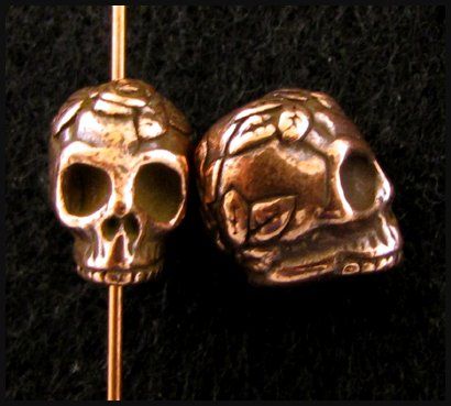 TierraCast Pewter Beads COPPER ROSE SKULL (5)  