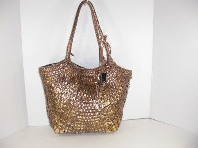 Marc Fisher Gold Woven Inner Beauty Tote Handbag  