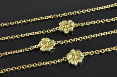 Estate Vtg Kimberlee Teti 18K Gold Plumeria Flower Station Chain Link 