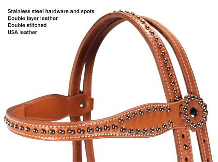 High Country Browband Headstall USA Lthr Lnd Tan Full  