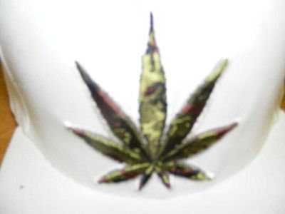 FITTED FLAT BILL FLATBILL MARIJUANA WHITE POT CAMO HAT SMALL S  