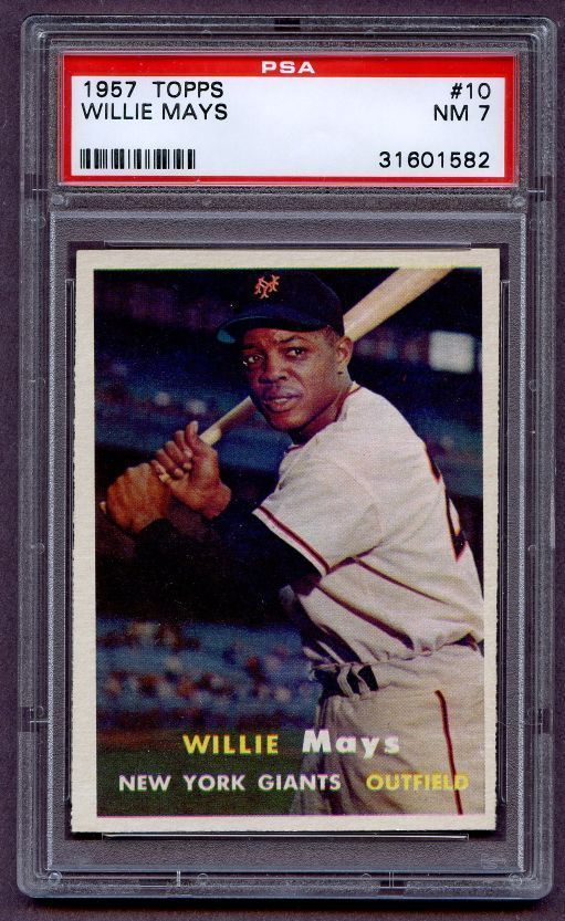 1957 Topps Baseball #10 Willie Mays   PSA 7 Near Mint Condition  