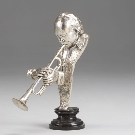 Bronze (Silver Plated) Trumpet Man Statue  