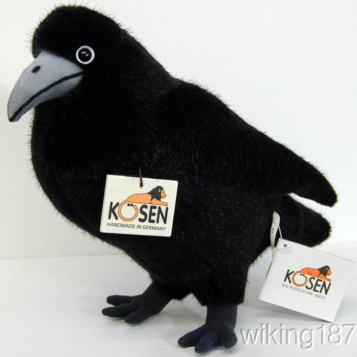 KOSEN Made in GERMANY NEW BLACK BIRD ROOK PLUSH TOY  