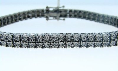 ROW BLACK DIAMONDS ON BLACK GOLD FINISH BRACELET 8.5  