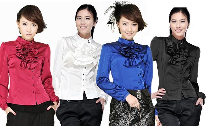 Fashion Luxury Victorian Retro Women Tops Ruffle Slim Shirt Blouse 