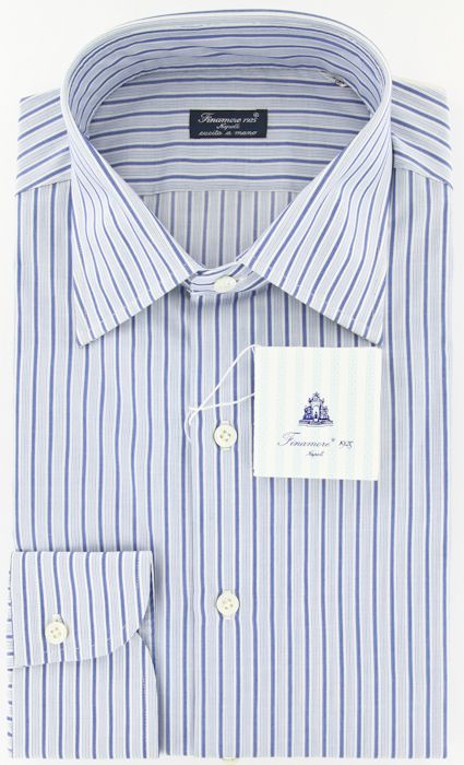 New $425 Finamore Napoli Blue Shirt 16/41  