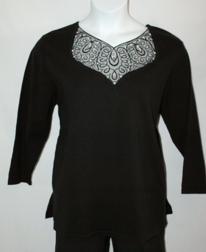 Bob Mackie Sweater With Jeweled & Embroidered Yoke