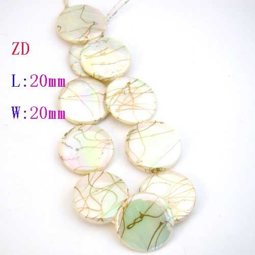 z4154 10pc 20mm White Graffiti Mother of Pearl Shell Gems Flat Coin 
