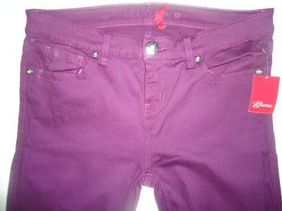 NWT WOMENs GUESS PREMIUM POWER SKINNY PURPLE JEANS 4 27  