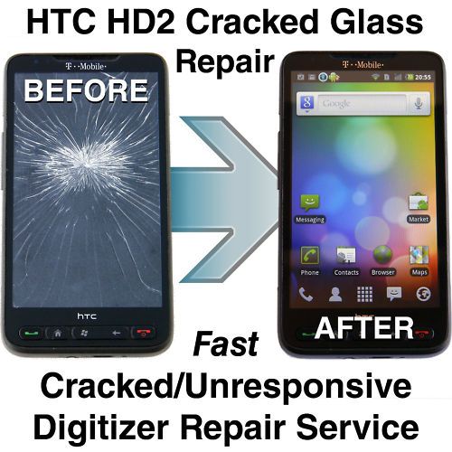 HTC HD2 Broken/Cracked Glass Screen Digitizer Repair  