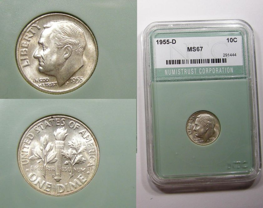 1955 D Dime SUPERB GEM BU R 52  