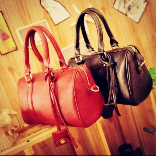 Retro Style PU Leather Shoulder Bag Red Satchel Clutch Handbag School 