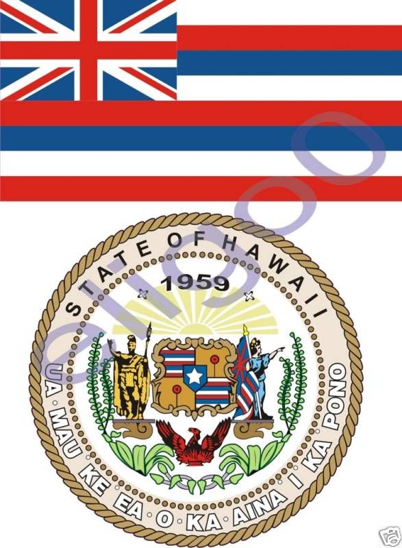 HAWAII State Flag + SEAL 2 bumper stickers decals USA  