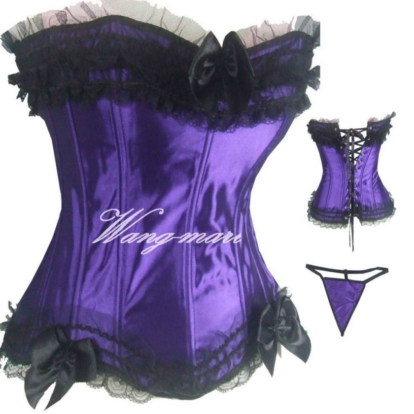 Purple Sexy Corset /Bustier& G string Size S/M/L/XL/2XL/C37  