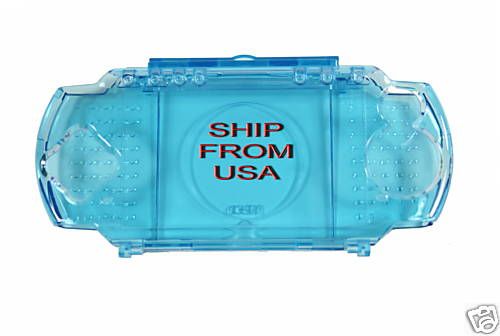 SONY PSP 2000 SLIM PLASTIC COVER CASE SHELL CLEAR BLUE  