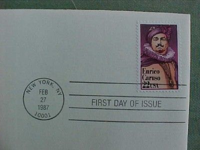 1987 22K Gold FDC Stamp Enrico Caruso Performing Arts  