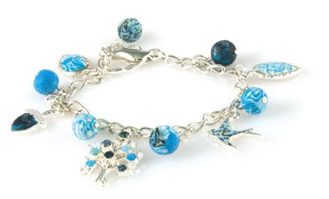 Fall 11 Viva Beads BLUE BROOK Charm Chain Bracelet  