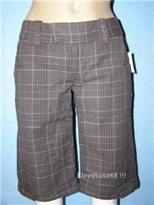 NEW Aeropostale Chocolate Brown Plaid Bermuda Shorts 0  