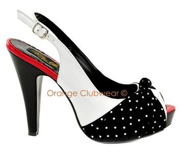   50s Vintage Style Polka Dot Slingbacks High Heels 885487567037  